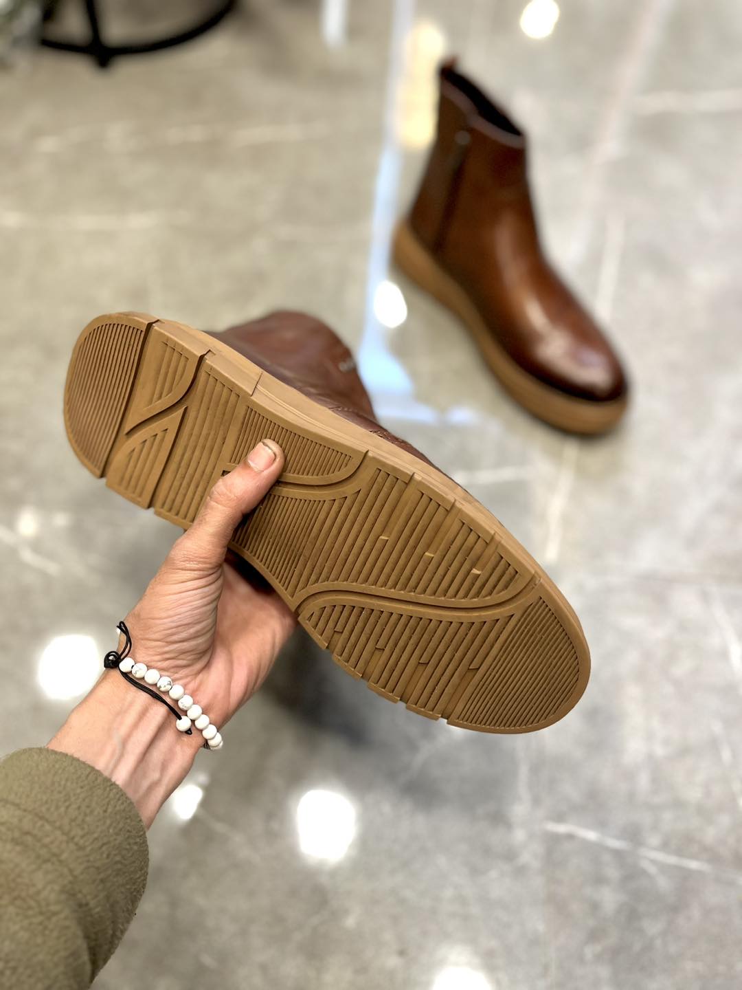 BOTTES EN CUIR TABAC